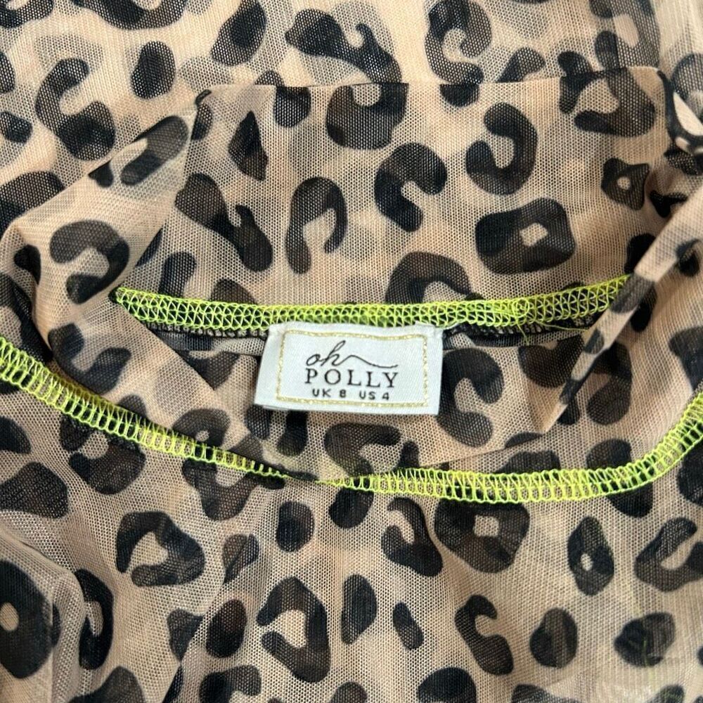 Leopard Print Long Sleeve Mock Neck Bodysuit in Brown - Picture 5 of 10